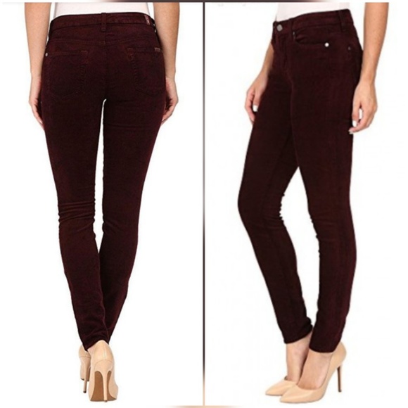🍒EUC🍒 7FAM CORD MID RISE SKINNY MERLOT 28 - Picture 3 of 7